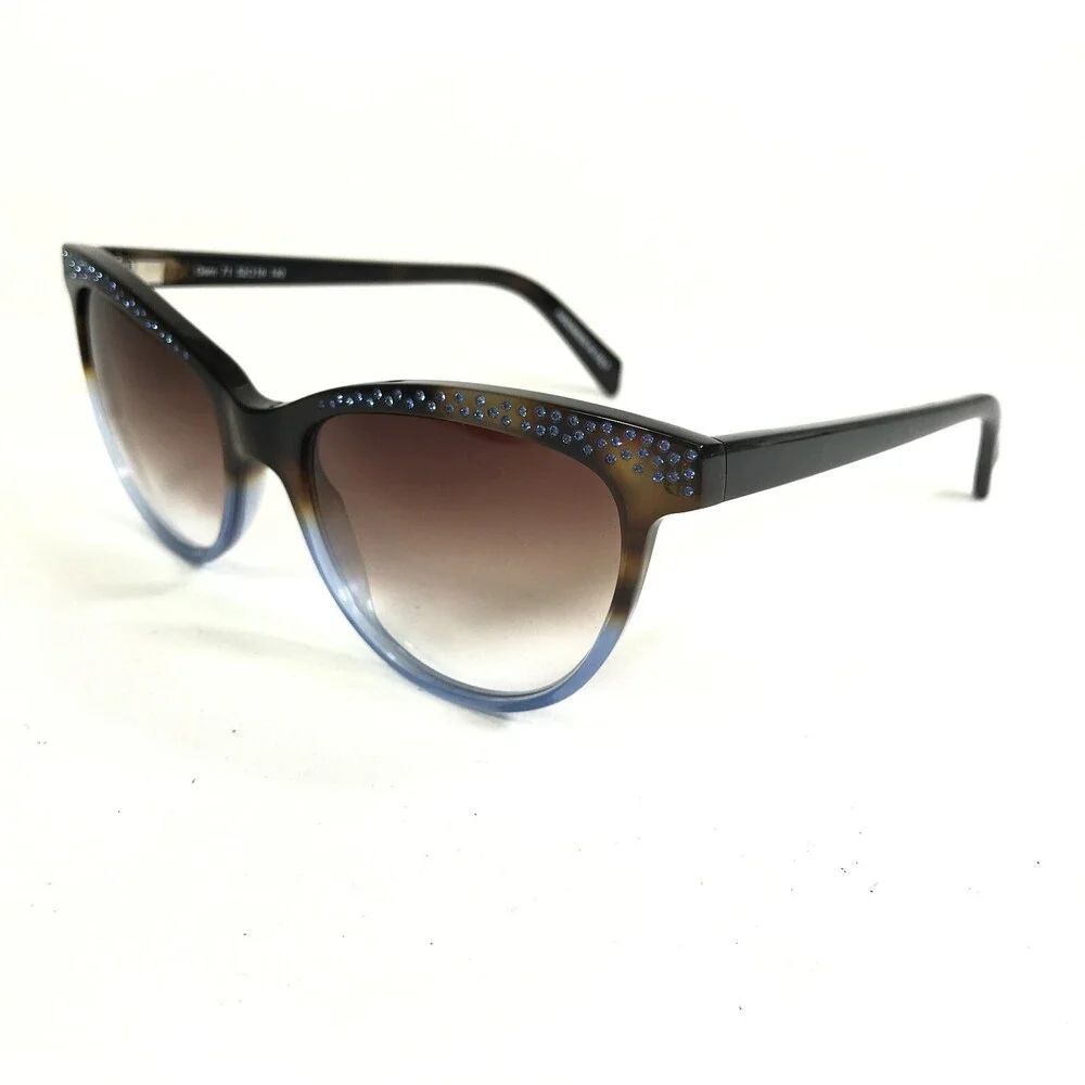 Gem Sunglasses 71 C.BLK/BL Blue Brown Tortoise Crystals Frames with Brown Lenses